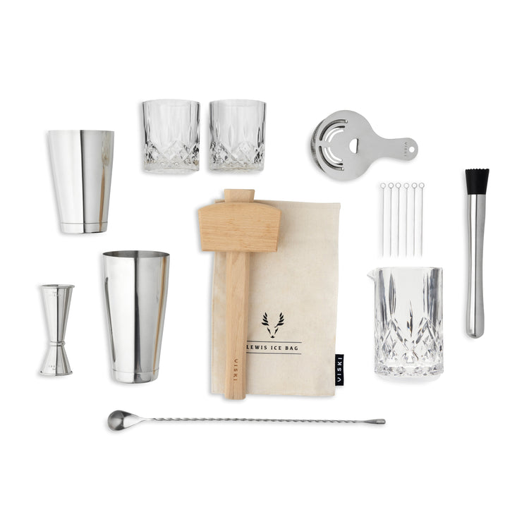 Crystal and Steel Cocktail Barware Set