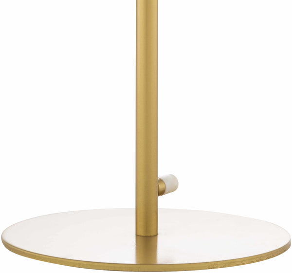 Close-up of Dual Globe Frosted Glass Table Lamp | Brass-Tone Stem base