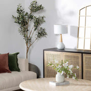 White Ceramic Wood Table Lamp