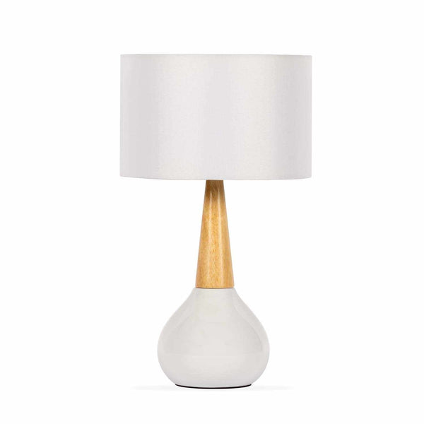 White Ceramic Wood Table Lamp