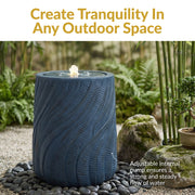 Spiral-Textured Polystone Outdoor Fountain