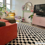 Black & Ivory Checkered Plush Rug