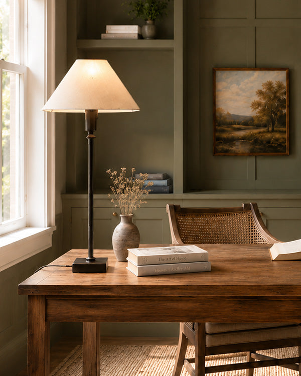 Ivory Adjustable Bronze Table Lamp