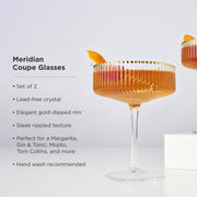 Ribbed Crystal Gold-Rim Coupe Set