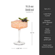 Ribbed Crystal Gold-Rim Coupe Set