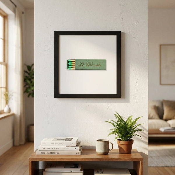 Matchbox Still Life Framed Print hung in a curated gallery wall arrangement