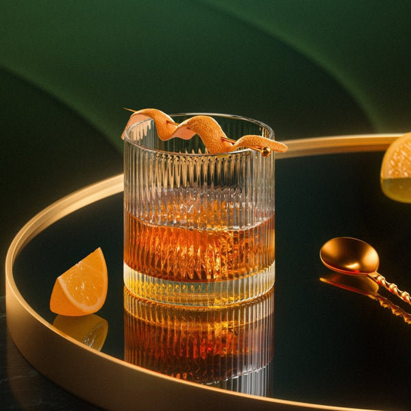 Ribbed Clear Glass Old-Fashioned Tumbler