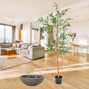 Faux Olive Tree with Stone-Finish Planter