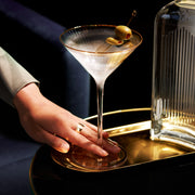 Gold-Rim Ribbed Crystal Martini Glass Set
