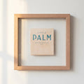 Wood-Frame Palm Bar Print — Typographic bar print in a wood-grain frame, two sizes available
