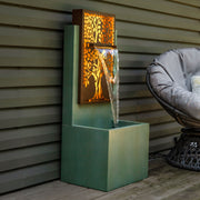 Patina Steel Oak Outdoor Fountain