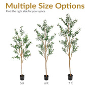 Faux Olive Tree with Stone-Finish Planter