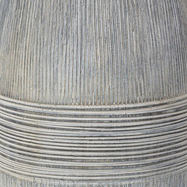 Close-up of hand-thrown stoneware glaze and texture detail — Ribbed Ceramic Table Lamp