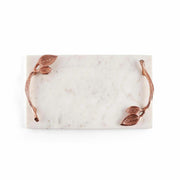 White Marble Tray with Copper Leaf Handles