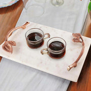 White Marble Tray with Copper Leaf Handles