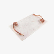 White Marble Tray with Copper Leaf Handles