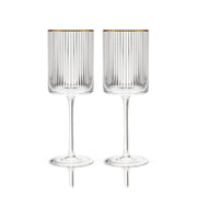 Ribbed Crystal Gold-Rim Wine Glasses