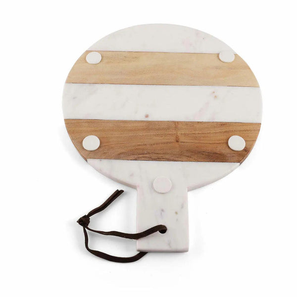 White Marble & Acacia Wood Round Charcuterie Board