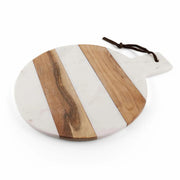White Marble & Acacia Wood Round Charcuterie Board