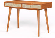Rattan Drawer Wood Writing Desk