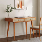 Rattan Drawer Wood Writing Desk