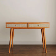 Rattan Drawer Wood Writing Desk