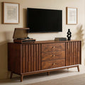 Walnut Fluted Mid-Century Sideboard Buffet, 56 in