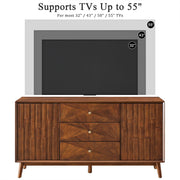Walnut Fluted Mid-Century Sideboard Buffet, 56 in