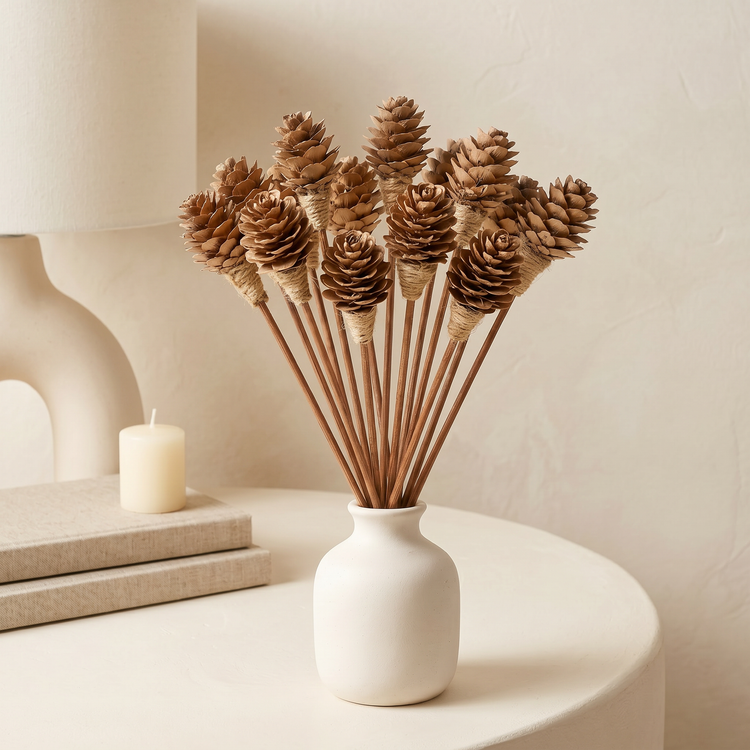 Pinecone-Tipped Rattan Reed Diffuser Sticks