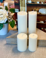 Ribbed Wax Pillar Candle