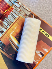 Ribbed Wax Pillar Candle