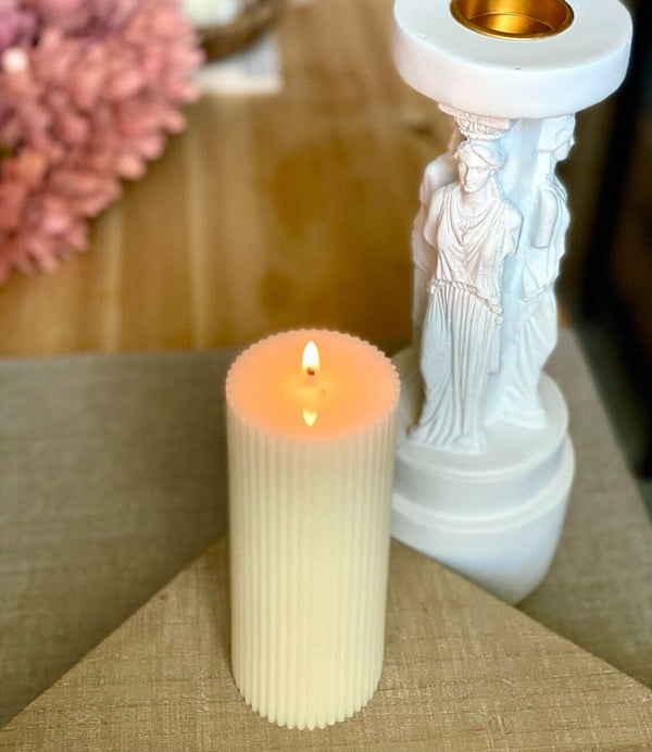 Ribbed Wax Pillar Candle