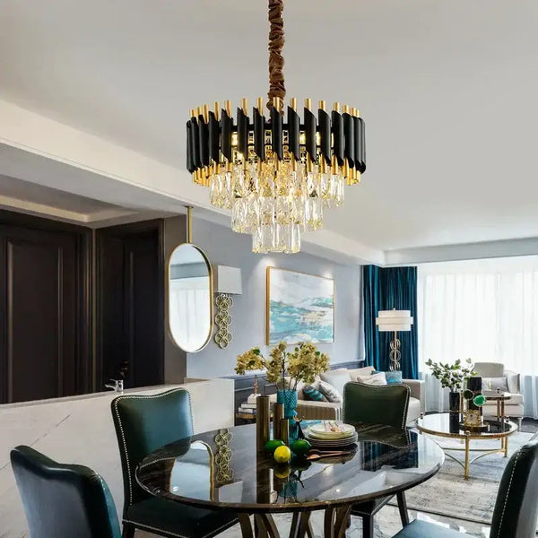 Tiered Crystal Drop Pendant Chandelier