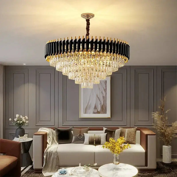 Tiered Crystal Drop Pendant Chandelier