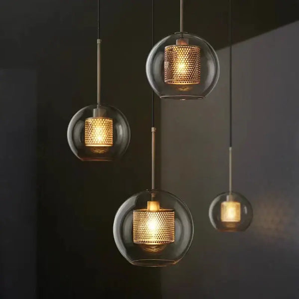 Blown Glass Mesh Pendant Light