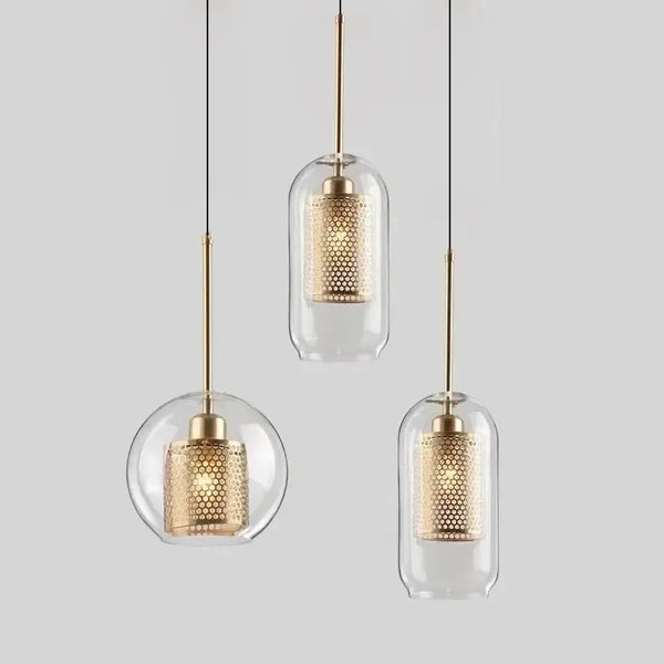Blown Glass Mesh Pendant Light
