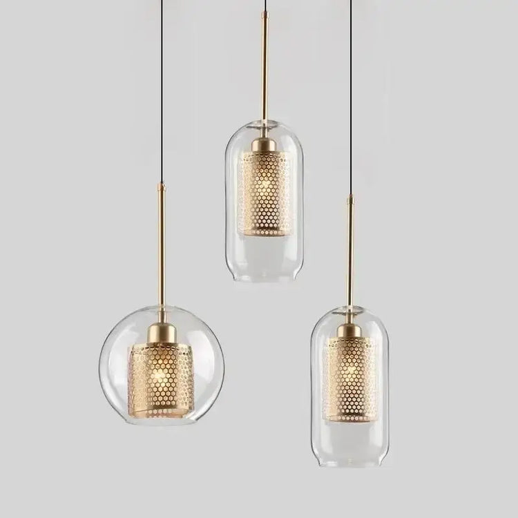 Blown Glass Mesh Pendant Light