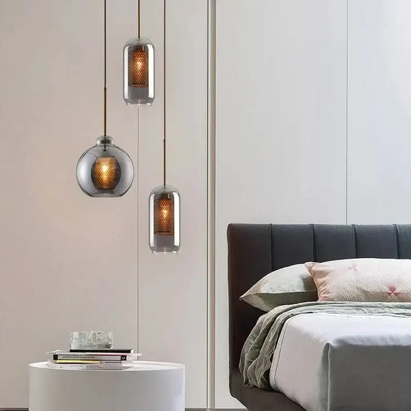 Blown Glass Mesh Pendant Light