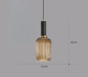 Ribbed Tinted Glass Pendant Light