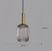 Ribbed Tinted Glass Pendant Light