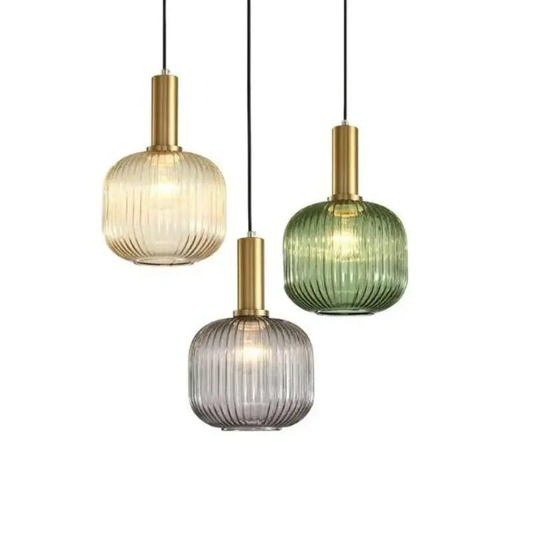 Ribbed Tinted Glass Pendant Light