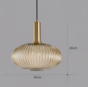 Ribbed Tinted Glass Pendant Light