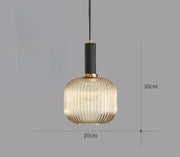 Ribbed Tinted Glass Pendant Light