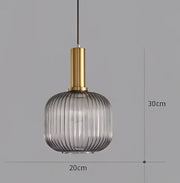Ribbed Tinted Glass Pendant Light