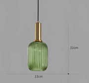 Ribbed Tinted Glass Pendant Light
