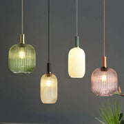 Ribbed Tinted Glass Pendant Light