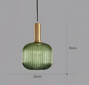 Ribbed Tinted Glass Pendant Light