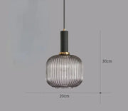 Ribbed Tinted Glass Pendant Light