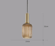 Ribbed Tinted Glass Pendant Light