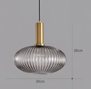 Ribbed Tinted Glass Pendant Light